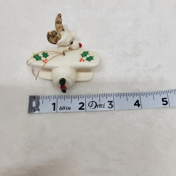 Fitz And Floyd Holly Express Reindeer Plane Christmas Ornament Vintage 1978 - Picture 10 of 11